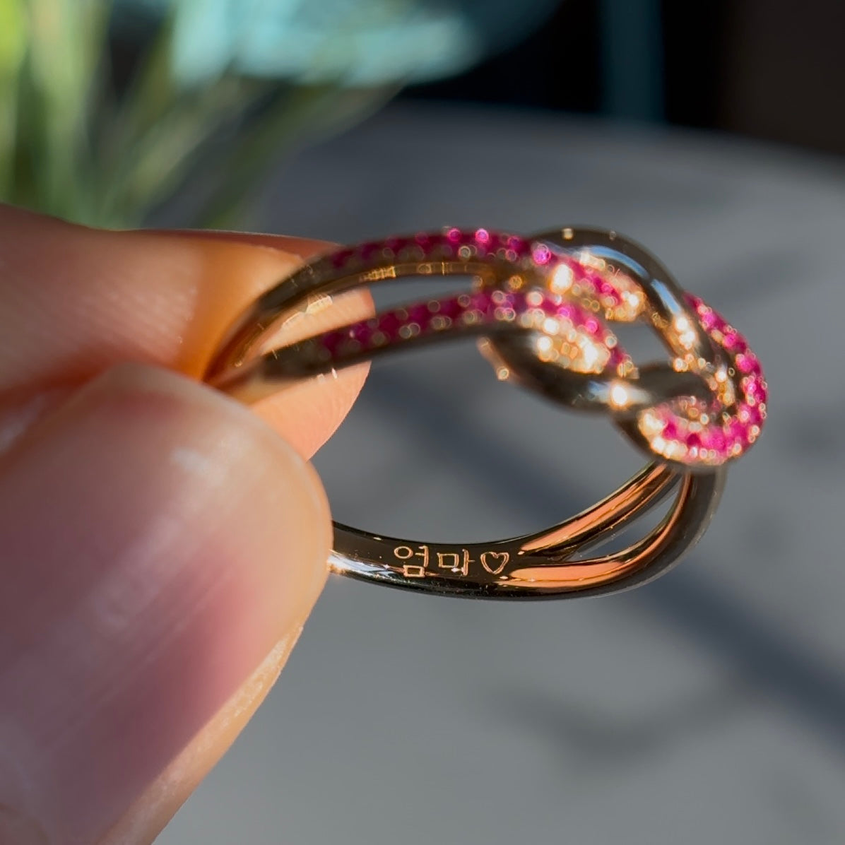 Customized™ Natural Ruby Knot Ring in 18K Solid Yellow Gold