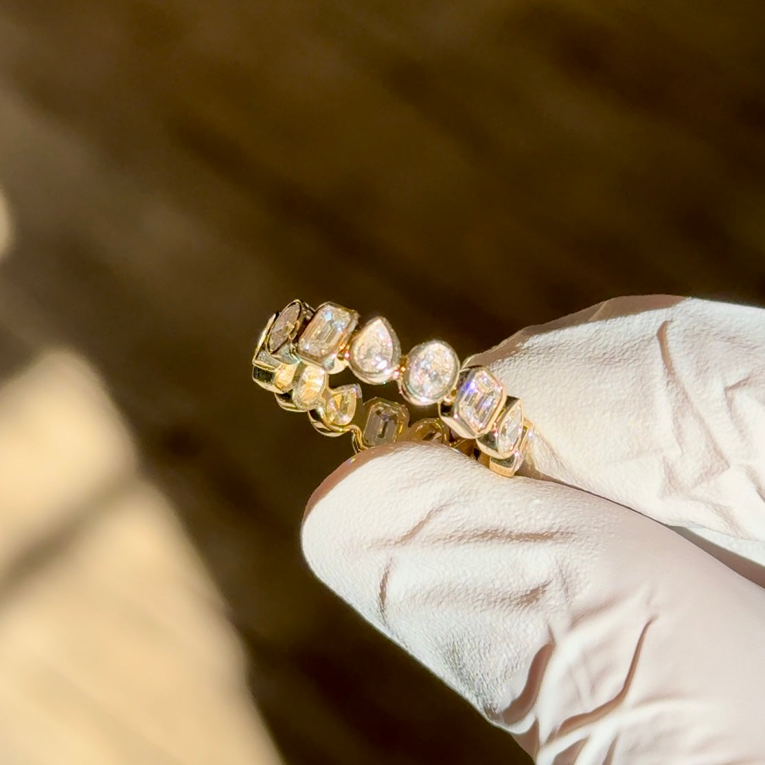 Customized™ Pear, Oval, and Emerald Cut Diamond Eternity Ring in 14K Solid Yellow Gold