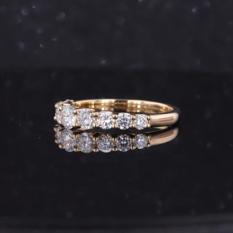 Cluster One Row Lab Diamond Ring in 10K Solid Yellow Gold