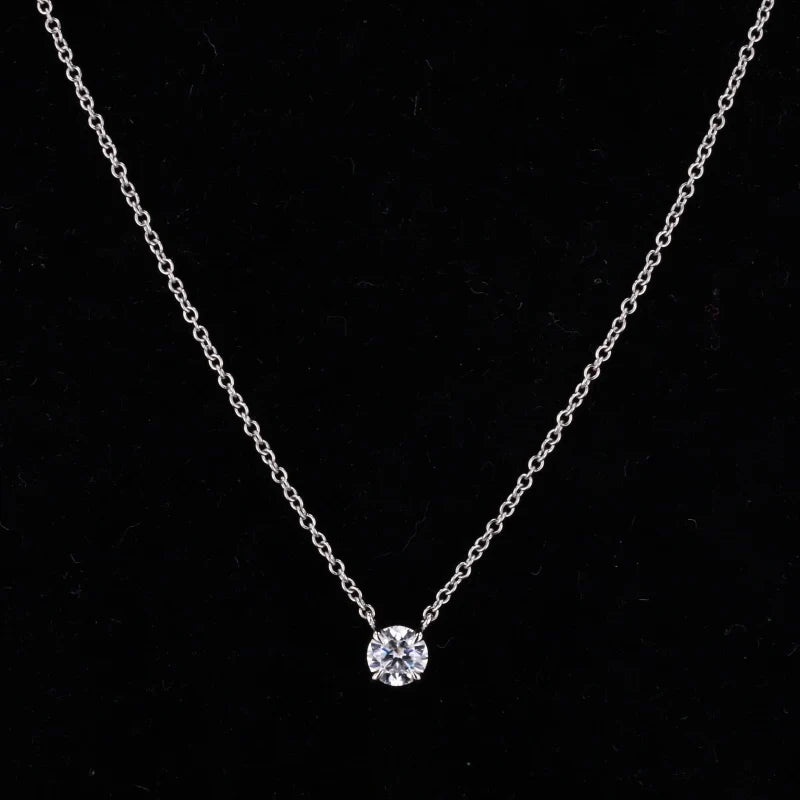 5mm Round Cut Moissanite Pendant Necklace in 10K White/Yellow Gold