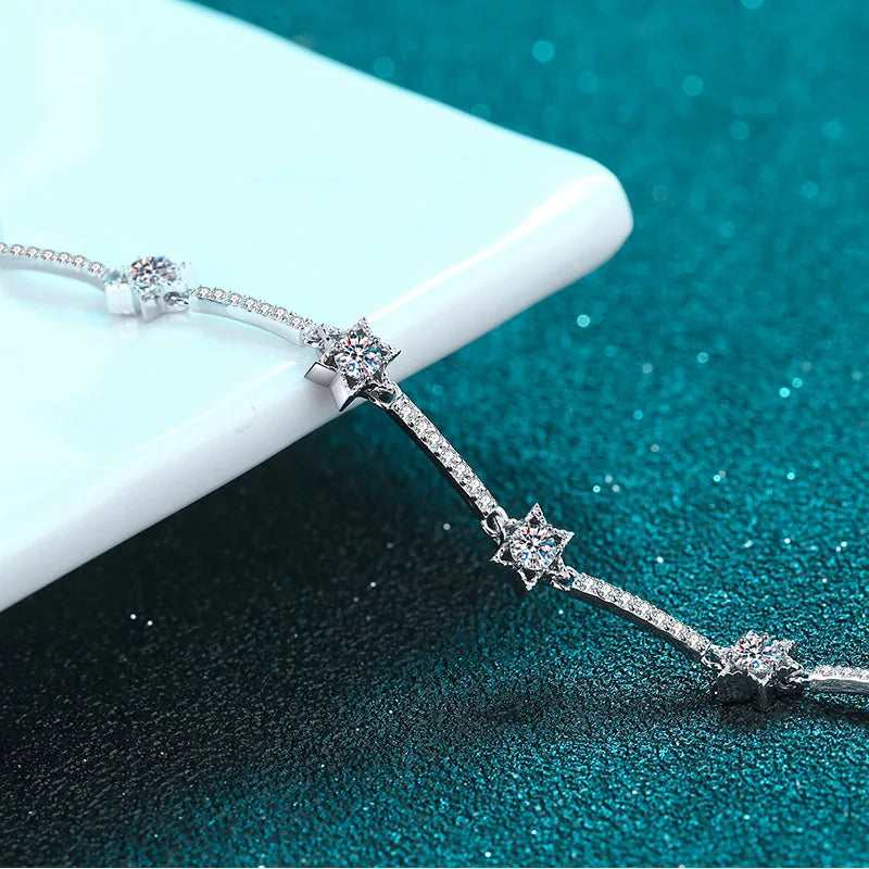 Star Accents in Platinum 925 Sterling Silver Tennis Bracelet