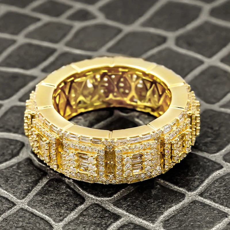 Moissanite Pave Ring in 10K Solid Yellow Gold