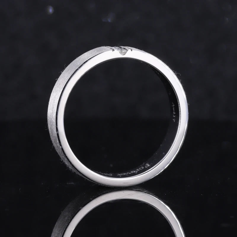 1.8mm Solid Band Men's Diamond Ring in 10K Solid White Gold