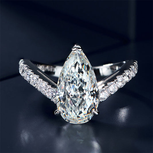 3ct Pear cut Lab Diamond 18k White Gold Ring