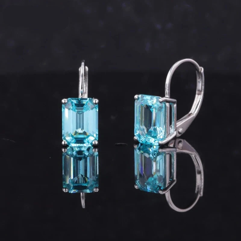 6*8mm Paraiba Hoop Earrings in 14K Solid White Gold