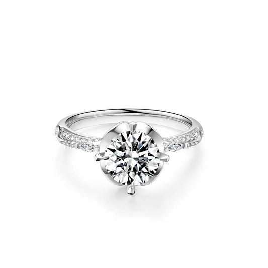 1.5-2ct Round Cut VVS1 Diamond Ring with in 18K Solid White Gold