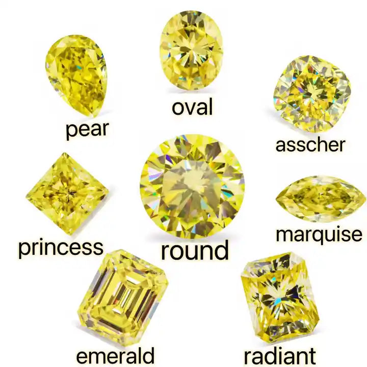 Pear, Oval, Asscher, Marquise, Radiant, Emerald, Princess, Round Yellow Moissanite Loose Stones