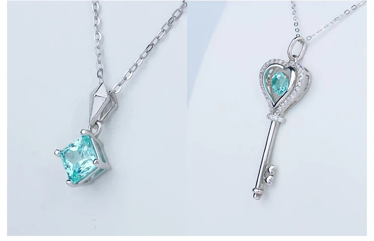 Paraiba S925 Sterling Silver Pendant Necklace