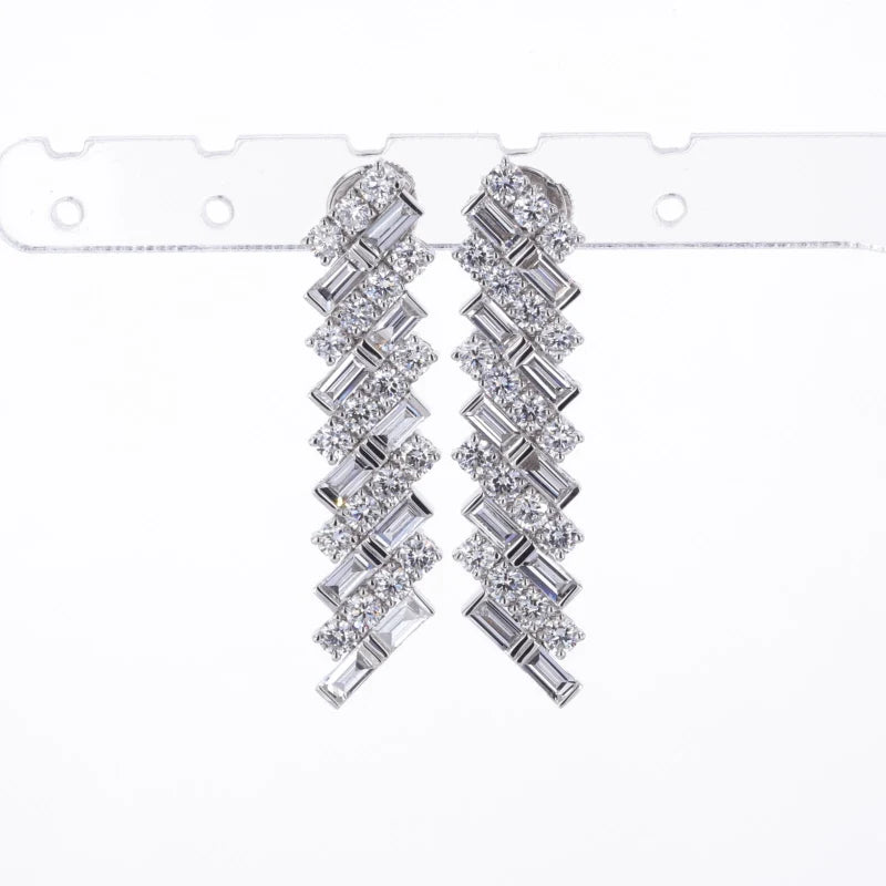 Party Queen Diamond Dangle Earrings in 14k Solid White Gold