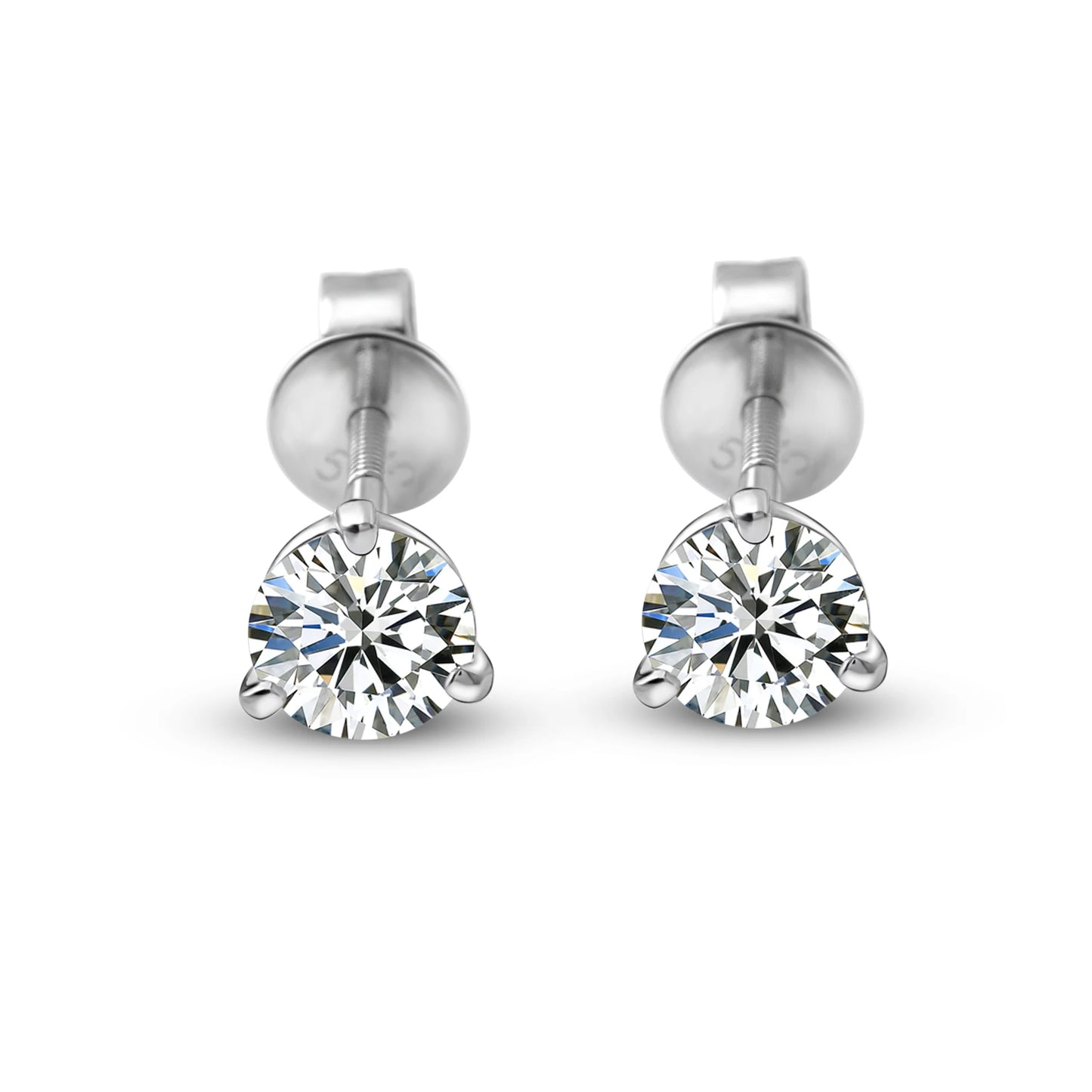 Lab Diamond Stud Earrings in 14K White Gold - Customizable & Certified