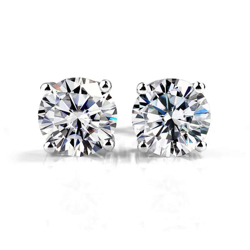 Lab Diamond Stud Earrings in 14K White Gold - Customizable & Certified