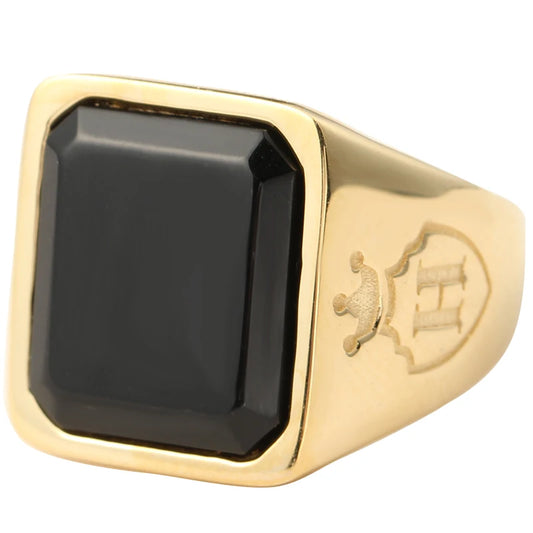 13*11mm Men's Onyx Ring in 14K Yellow Gold