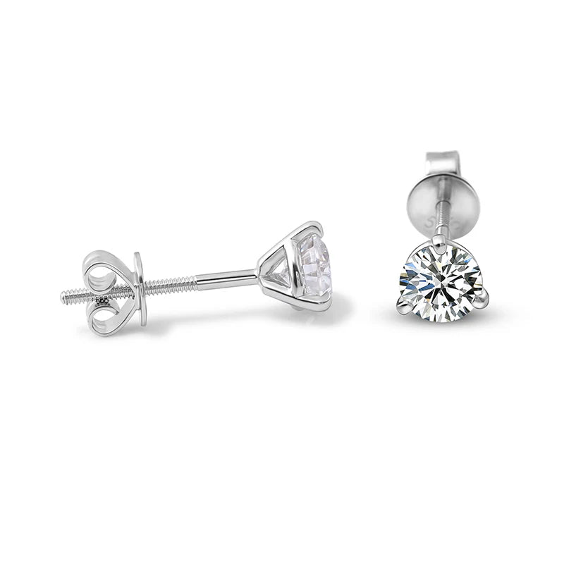 Lab Diamond Stud Earrings in 14K White Gold - Customizable & Certified