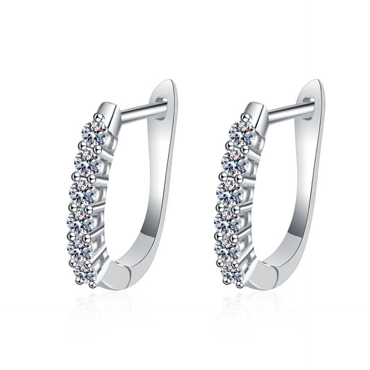 Hoof-Shaped Moissanite Earrings in Platinum-Plated 925 Sterling Silver