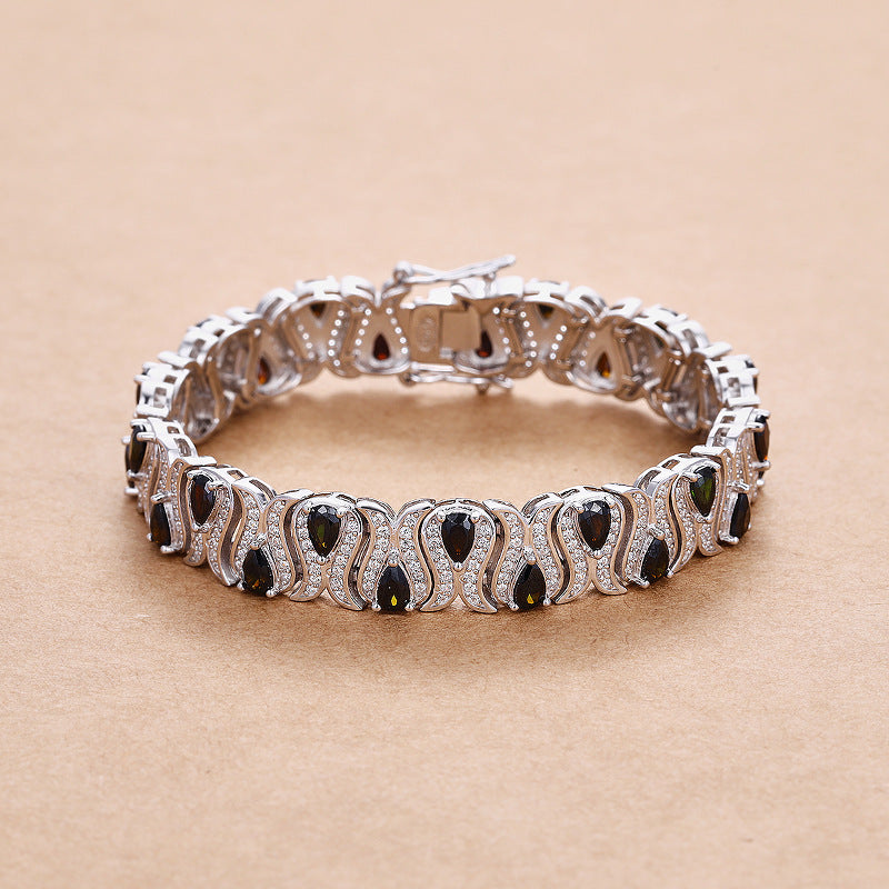 VVS  Gemstone Bracelet in Platinum-Plated 925 Sterling Silver Bracelet