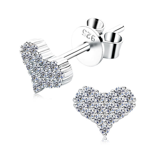 Heart Moissanite Earrings in Platinum-Plated 925 Sterling Silver