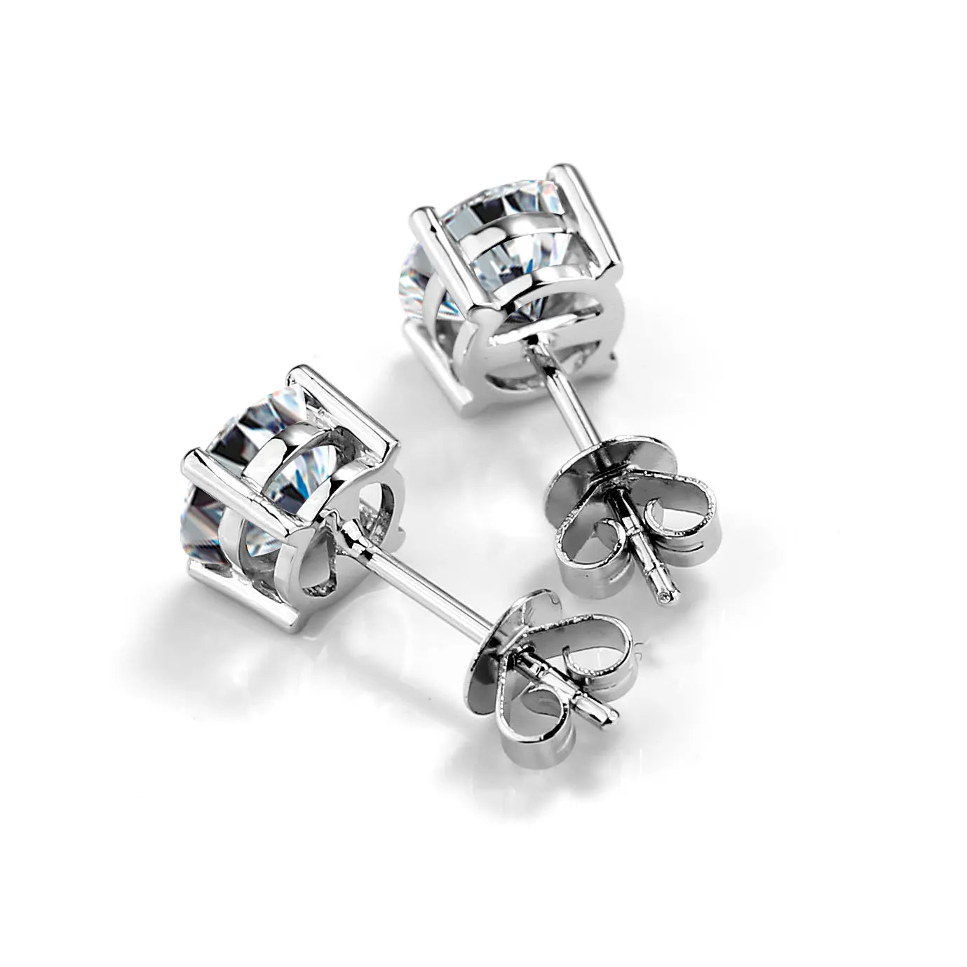 Lab Diamond Stud Earrings in 14K White Gold - Customizable & Certified