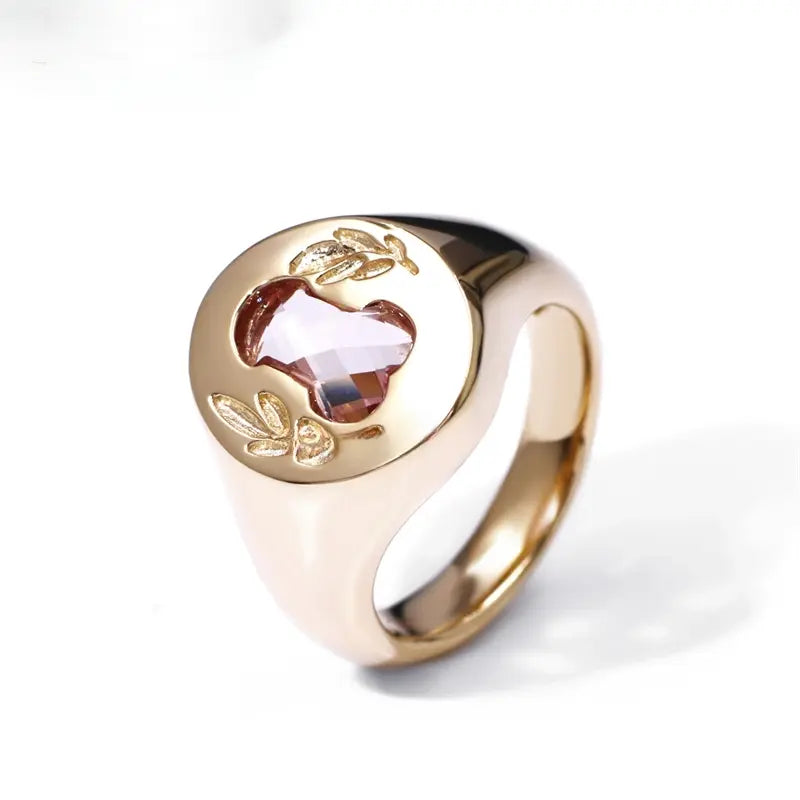 Customized Pink Sapphire Ring NAUGHTY KNIGHT 18k Yellow Gold