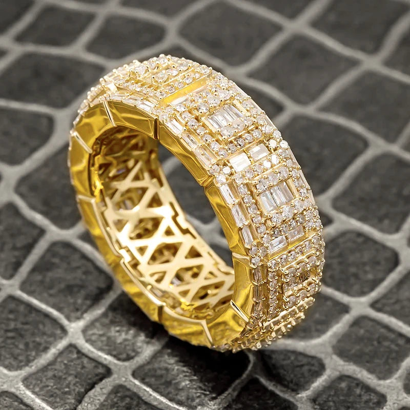 Moissanite Pave Ring in 10K Solid Yellow Gold