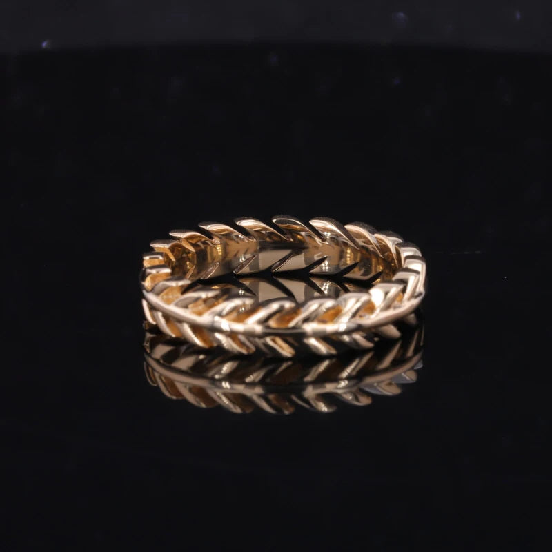 Leaf Vine Ring in 14K Solid Yellow/White/Rose Gold