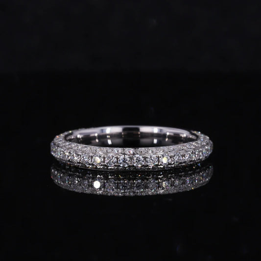 Three Row Diamond Eternity Ring in 18k Solid White Gold