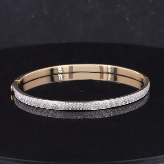 Full Diamond Bangle/Bracelet in 10K Solid Yellow Gold