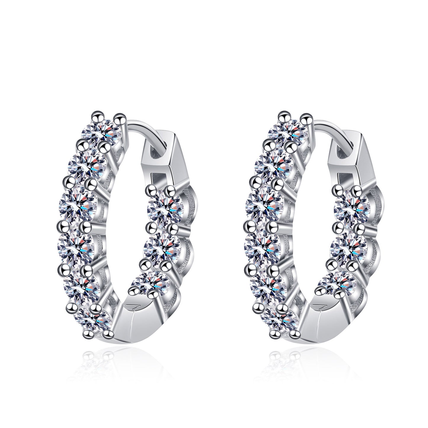 Hoop Moissanite Earrings in Gold-Plated 925 Sterling Silver