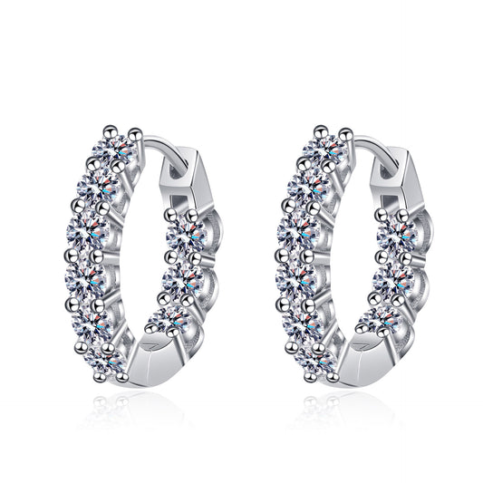 Hoop Moissanite Earrings in Gold-Plated 925 Sterling Silver