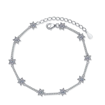 Star Accents in Platinum 925 Sterling Silver Tennis Bracelet