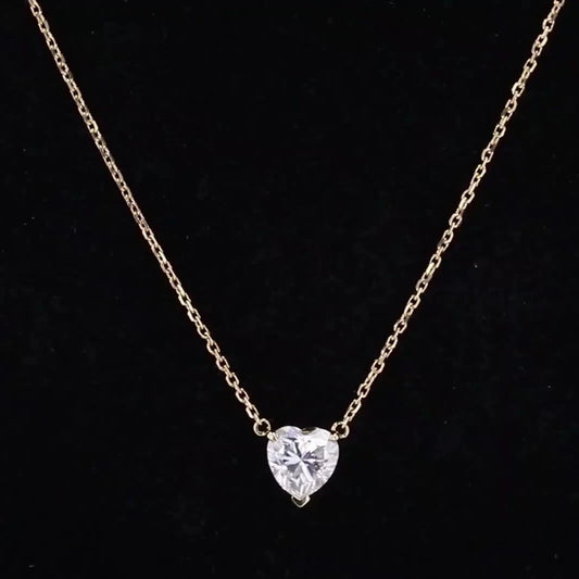 6.5*6.5mm Heart Cut Moissanite Pendant Necklace in 14K Solid Yellow Gold