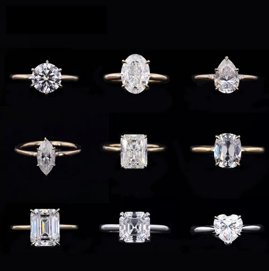 2.00ct Moissanite Solitaire 14k Solid Yellow Gold Rings