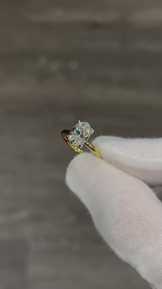 Customized™ 2ct Oval Diamond Ring in 18K Solid Yellow Gold and Platinum 950