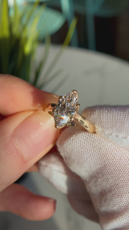 Customized™ 1.50ct Marquise Lab-Grown Diamond in Petal Prongs with Cathedral Setting Ring in 14K Solid Yellow Gold